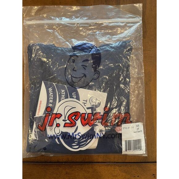 Boys Jr Swim Tee Size 2T ~ Navy Blue and White UPF 50+ ✨NEW✨ Water Resistant - Picture 8 of 8